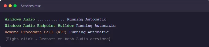 Restart AudioSrv